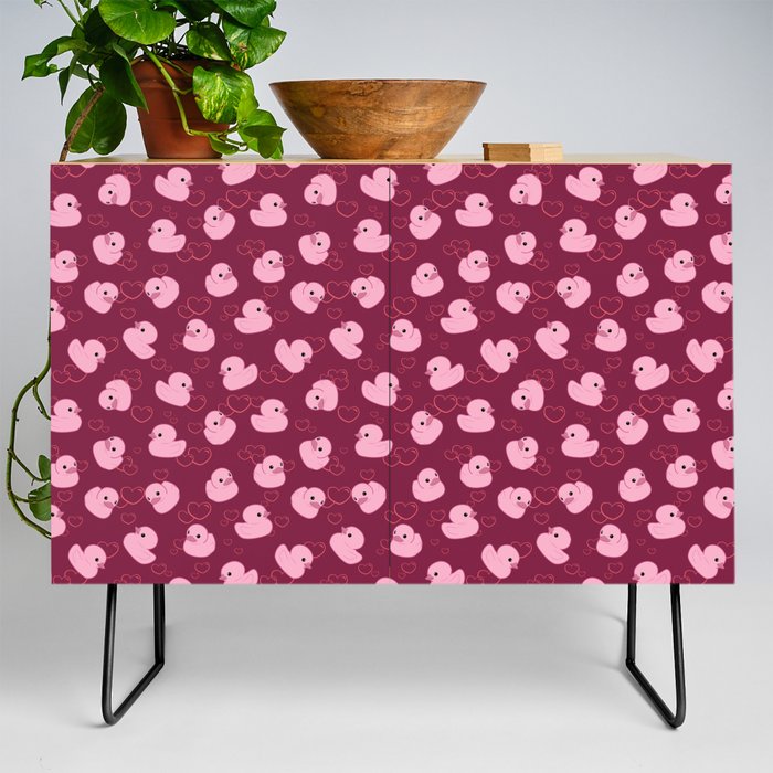 Pink toy duck with hearts Credenza