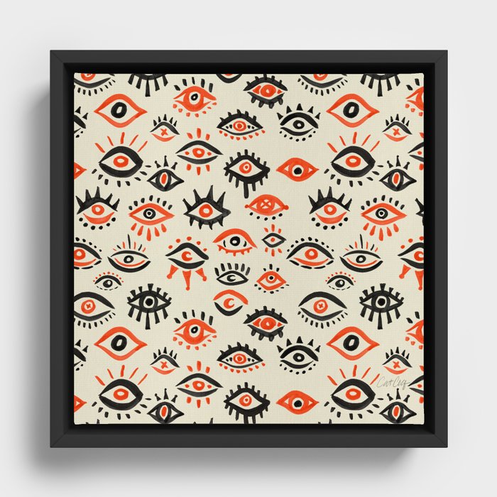Mystic Eyes – Red & Black Framed Canvas