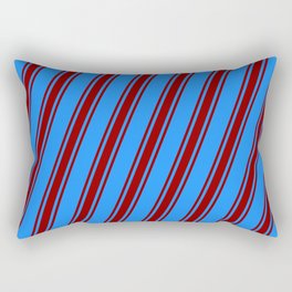 [ Thumbnail: Blue & Dark Red Colored Striped/Lined Pattern Rectangular Pillow ]