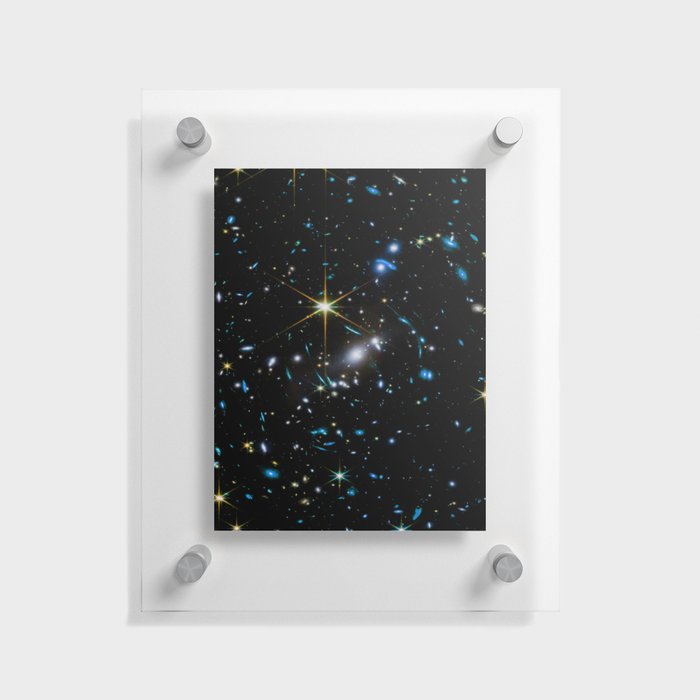 Galaxies of the Universe Teal Gold first images Floating Acrylic Print
