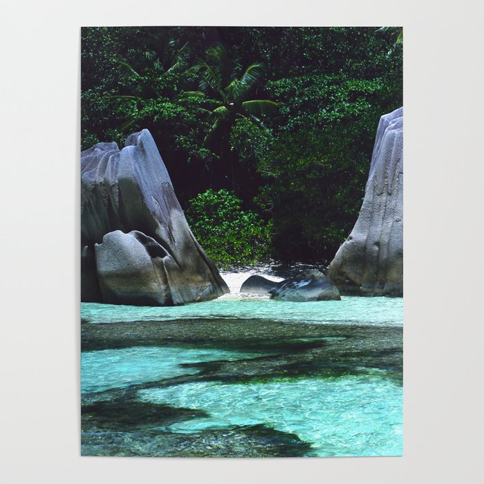 Other Worldly Beach In Exclusive Seychelles Islands, Indian Ocean Poster