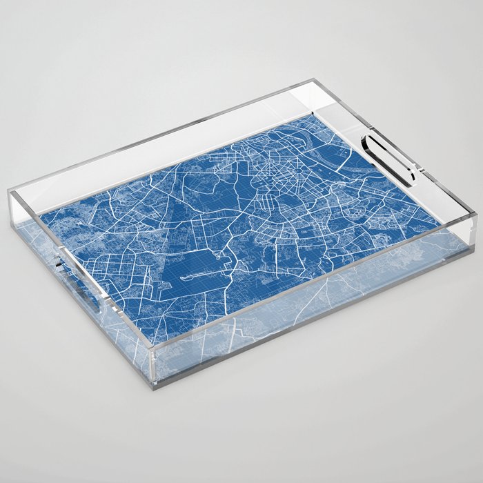 New Delhi City Map of India - Blueprint Acrylic Tray
