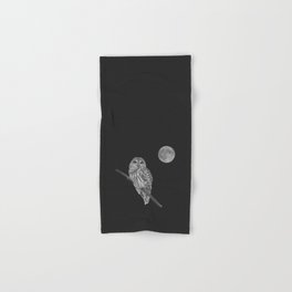 Owl, See the Moon: Barred Owl (bw) Hand & Bath Towel