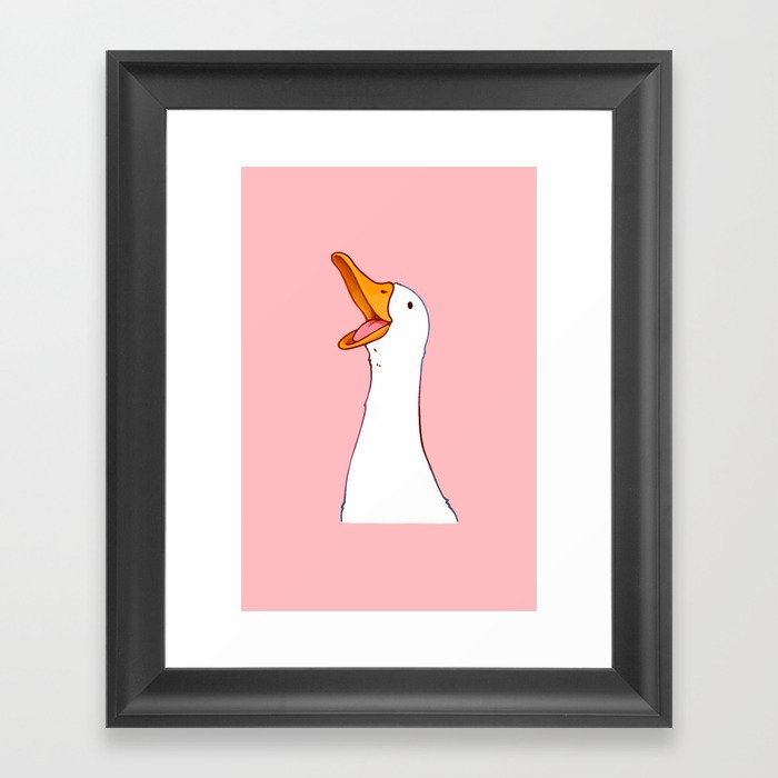 Happy White Duck Framed Art Print