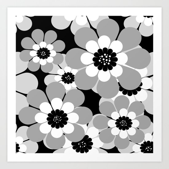 The floral pattern . black, grey , white . Art Print