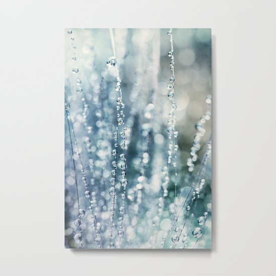 Blue Grass Drops Metal Print