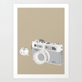 Yashica Camera - “Say Cheese” - soft-brown Art Print
