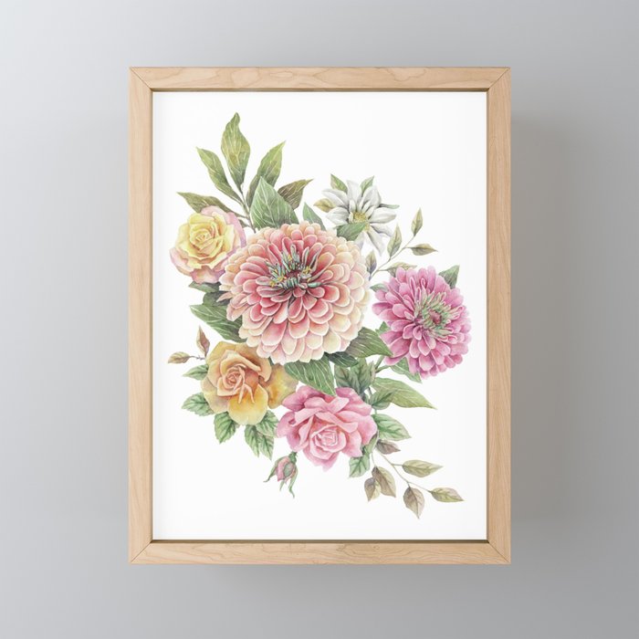 Watercolor Flowers #75 Framed Mini Art Print