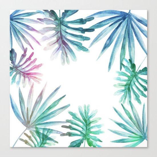 Watercolor botanical leaves Canvas Print
