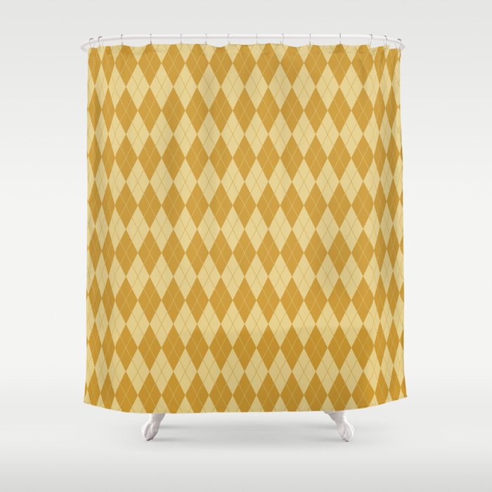 Abstract geometric ivory mustard yellow diamond autumn pattern Shower Curtain