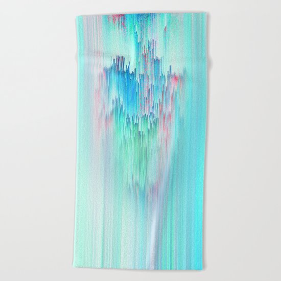 Rainbow Cascade Glitch Beach Towel