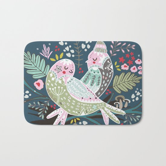 Holiday Birds Love Bath Mat