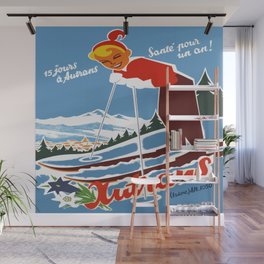 Vintage Autrans France Ski Travel Wall Mural
