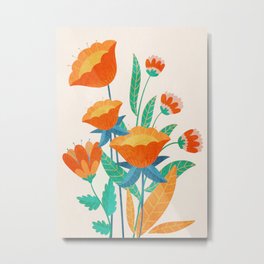 Summer Flowers I Metal Print | Nature, Little, Petal, Garden, Drawing, Cute, Abstract, Small, Day, Branch 