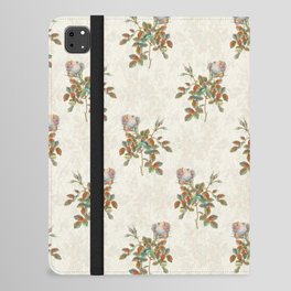 Vintage Dwarf Damask Rose Botanical Pattern on Warm Ecru iPad Folio Case