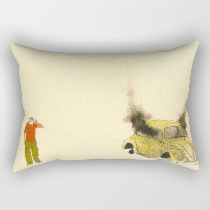 man listening a car burning Rectangular Pillow