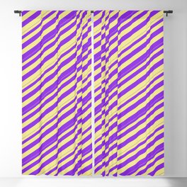 [ Thumbnail: Tan & Purple Colored Pattern of Stripes Blackout Curtain ]