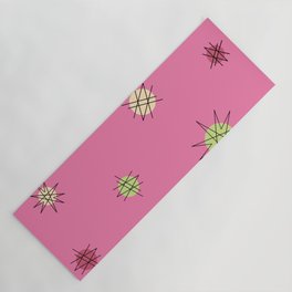 Atomic Age Starburst Planets Bright Pink Red Lime Green Yoga Mat