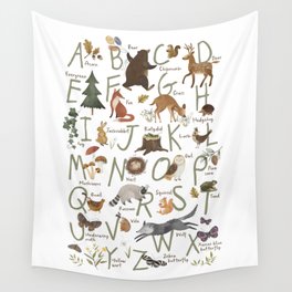 Woodland forest alphabet Wall Tapestry