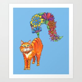 Classy Cat Chloe (Blue) Art Print