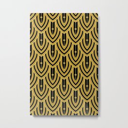 Deco Peacock - Gold Metal Print | Graphicdesign, Vintagestyle, Elegantdesign, Homedecor, Goldenyellow, Artdecopeacock, Retrodecor, Black, Interiordesign, Trendydesign 