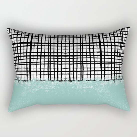 Mila - Grid and mint - paint, art, artist cell phone case, grid phone case Rectangular Pillow