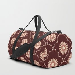 Ethnic Ogee Floral Pattern Red Duffle Bag