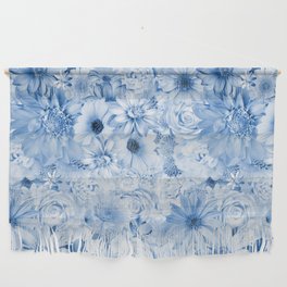 cerulean blue floral bouquet aesthetic array Wall Hanging