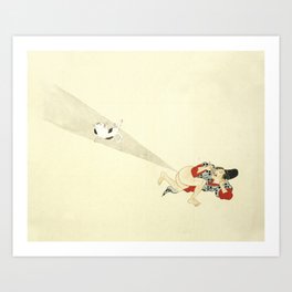 Samurai Farting On A Cat - Funny - Japanese - Samurai Art Print