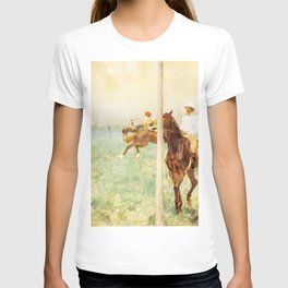 Jockeys Before The Start With Flagpoll 1879 By Edgar Degas | Reproduction | Famous French Painter T Shirt