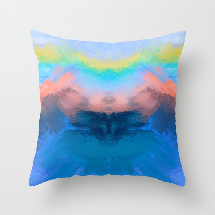 Blue Mountain Morning Abstract Design Throw Pillow