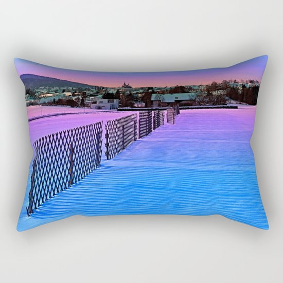 Fences on a winter sundown Rectangular Pillow
