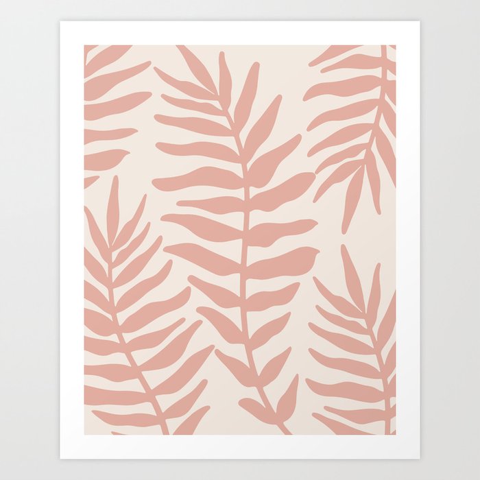 Modern Leaves Pink Art Print