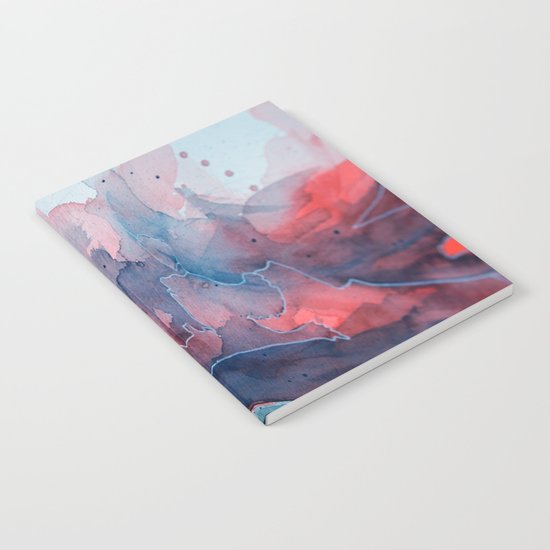 Watercolor shadow red & blue, abstract texture Notebook