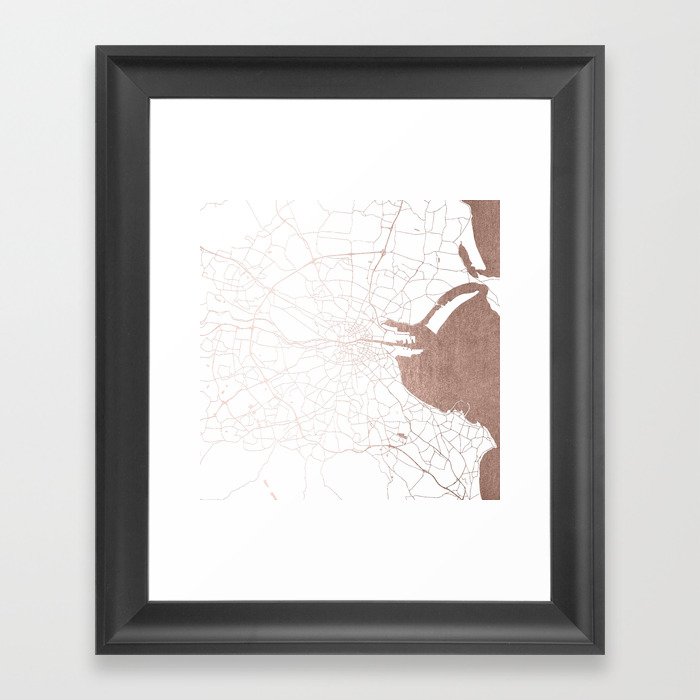 Dublin White on Rosegold Street Map II Framed Art Print