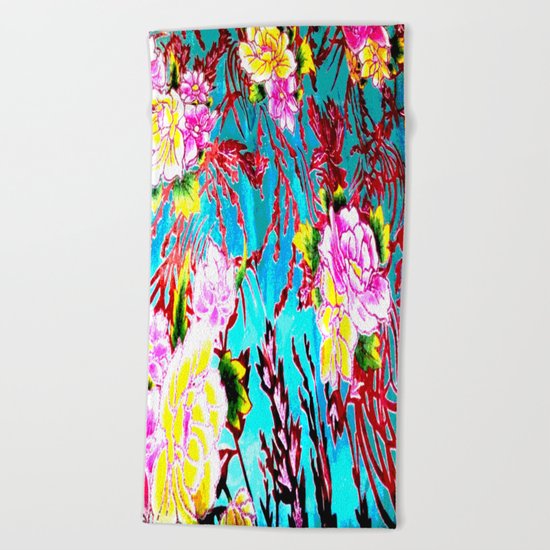 Coral Roses Beach Towel