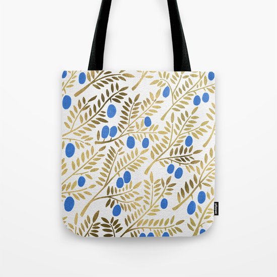 Olive Branches – Gold & Blue Tote Bag