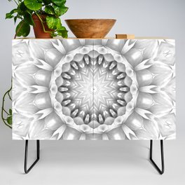 Decorative monochromatic silver Dahlia Credenza