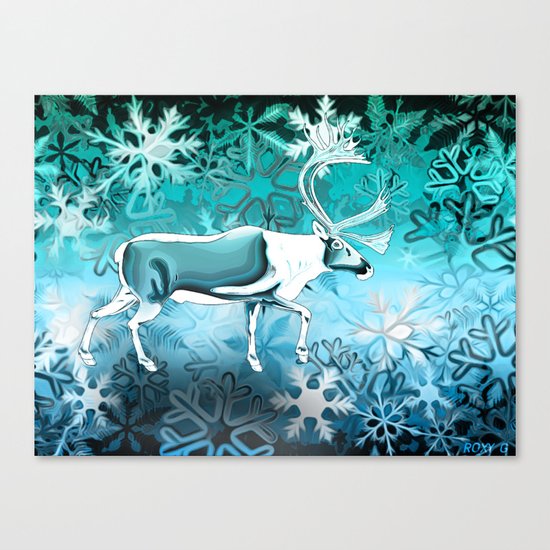 Blue Reindeer Canvas Print