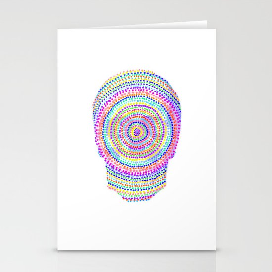 divisionism skull mandala Stationery Cards