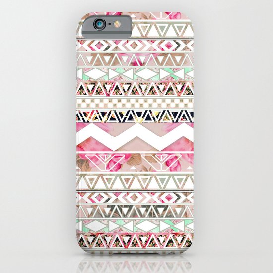 Aztec Spring Time! | Girly Pink White Floral Abstract Aztec Pattern iPhone & iPod Case