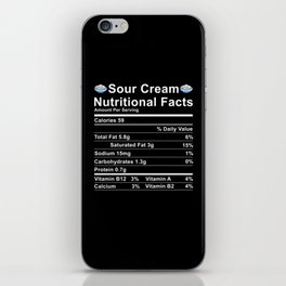 Sour Cream Nutritional Value Table iPhone Skin