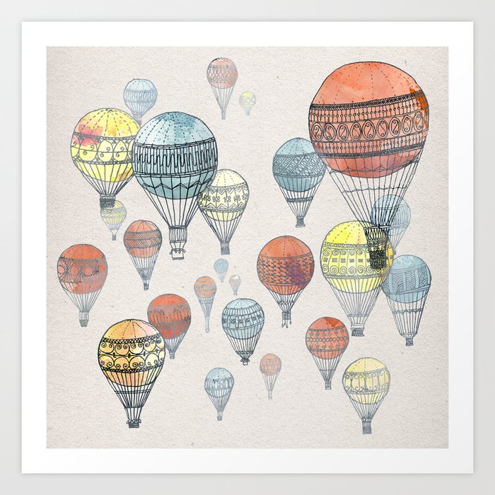 Voyages Hot Air Balloons Art Print