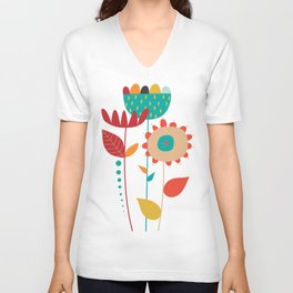 Flowers V Neck T Shirt