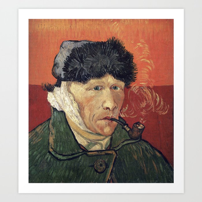 Self-Portrait with Bandaged Ear and Pipe Art Print