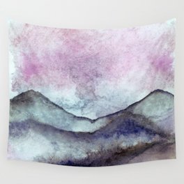 Purple Tone Landscape In Watercolor Wall Tapestry