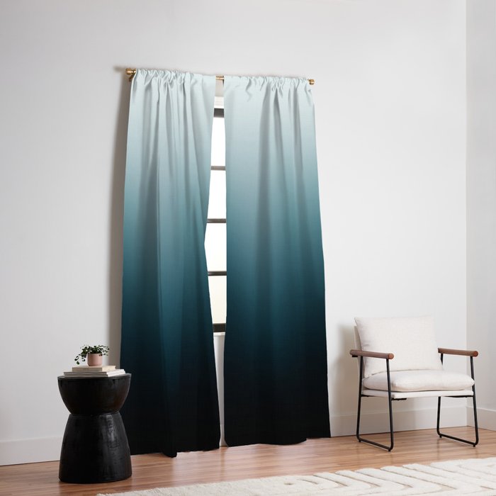 Ombre black Teal Green Gradient Blackout Curtain by socoart