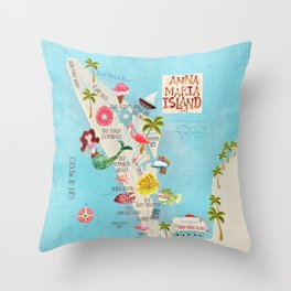 Anna Maria Island Map Throw Pillow