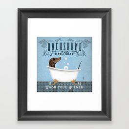 Dapple Dachshund dog bath tub clawfoot wash your wiener art Framed Art Print