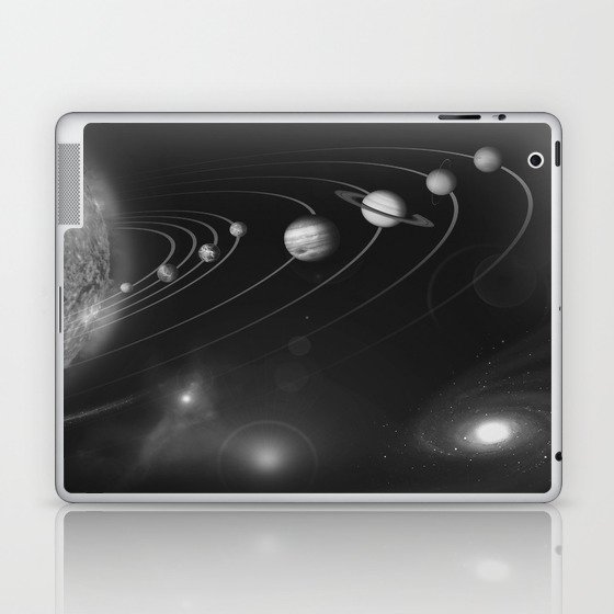 the solar system. black and white Laptop & iPad Skin